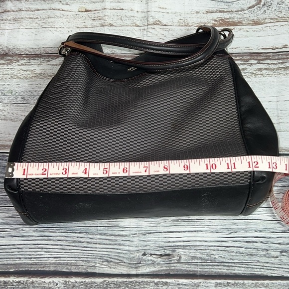 Coach Black & Brown Shoulder Handbag Features textured design & dual-tone straps - Picture 13 of 15